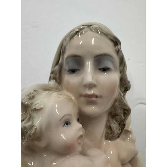VTG Italian Bust glazed Madonna Virgin Mary Baby Jesus Italy 668 Statue Catholic - Picture 7 of 13